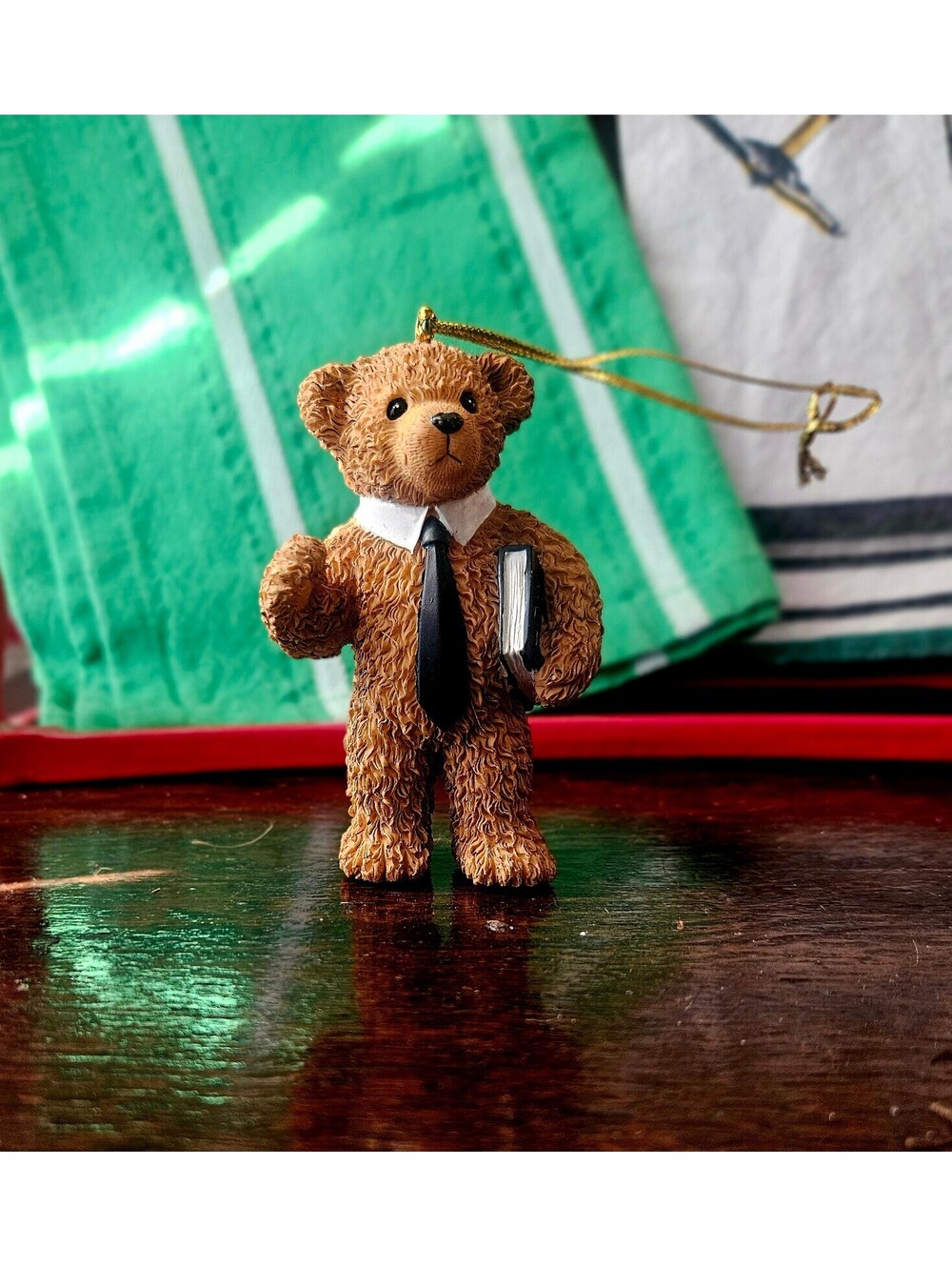 Vintage Scholarly Teddy Bear Ornament